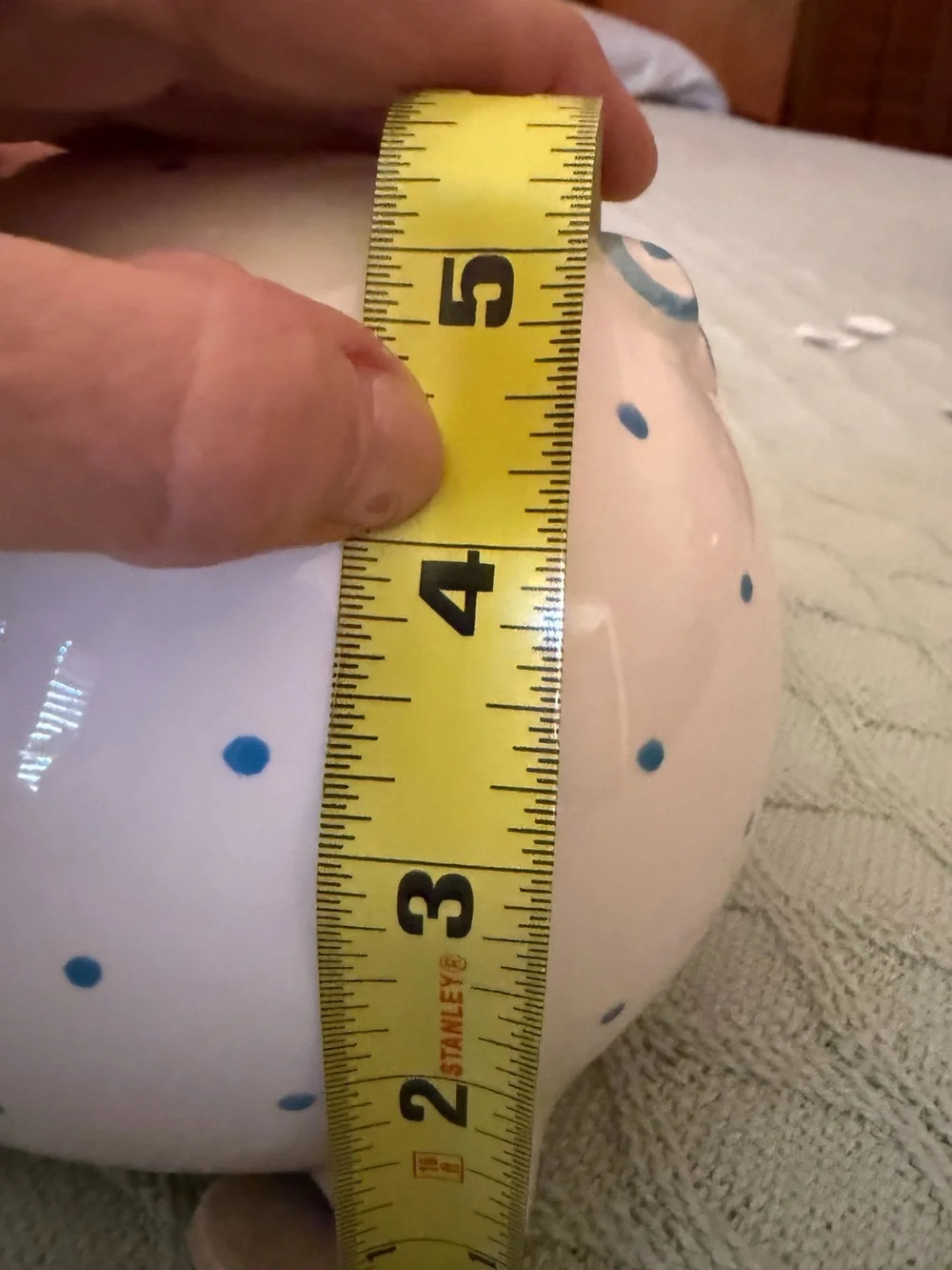 Tiffany & CO Authentic Ceramic Piggy Bank with light blue dots Great condition! - Picture 11 of 11